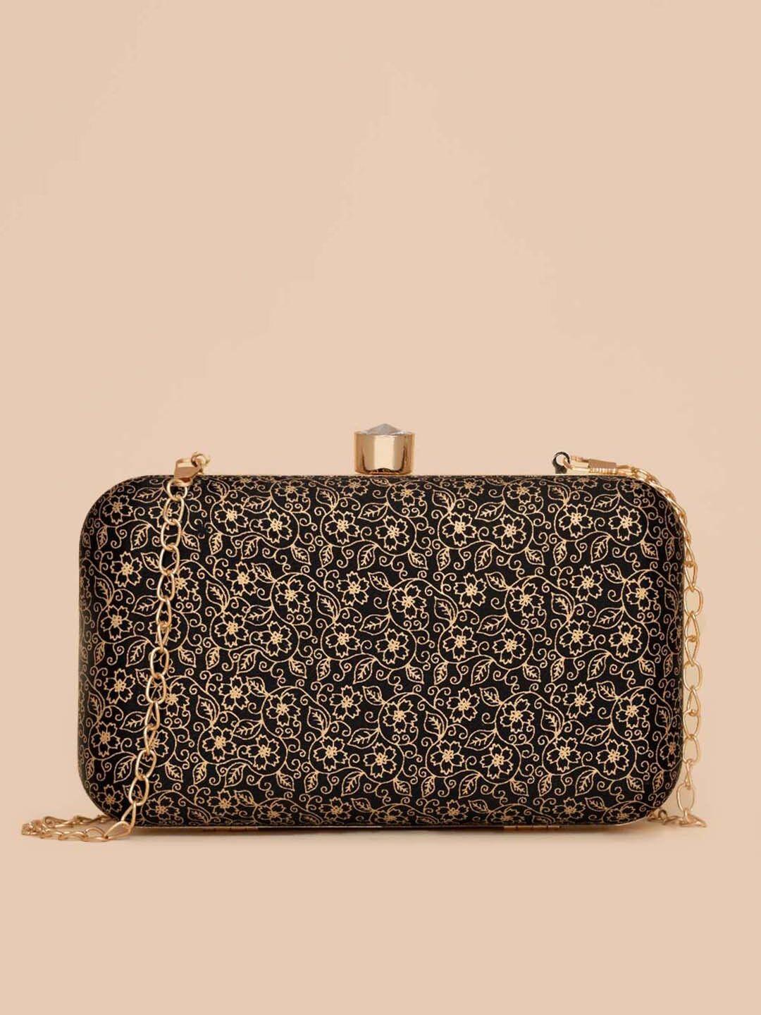 zouk floral foil printed box clutch