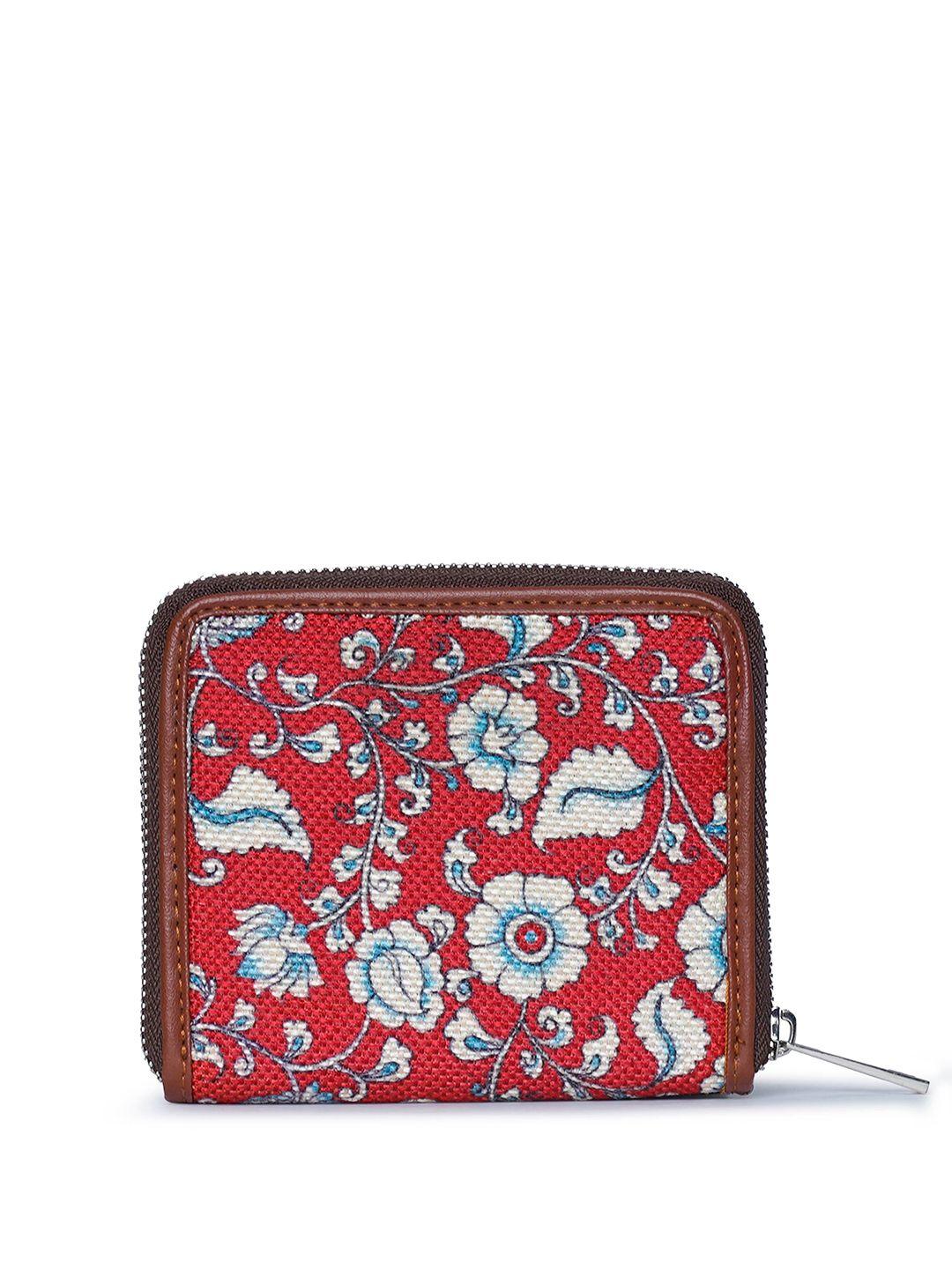 zouk floral kalamkari printed zip detail zip around wallet