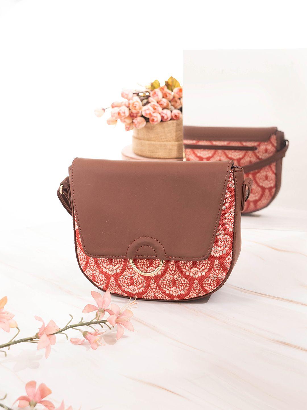 zouk floral printed half moon sling bag