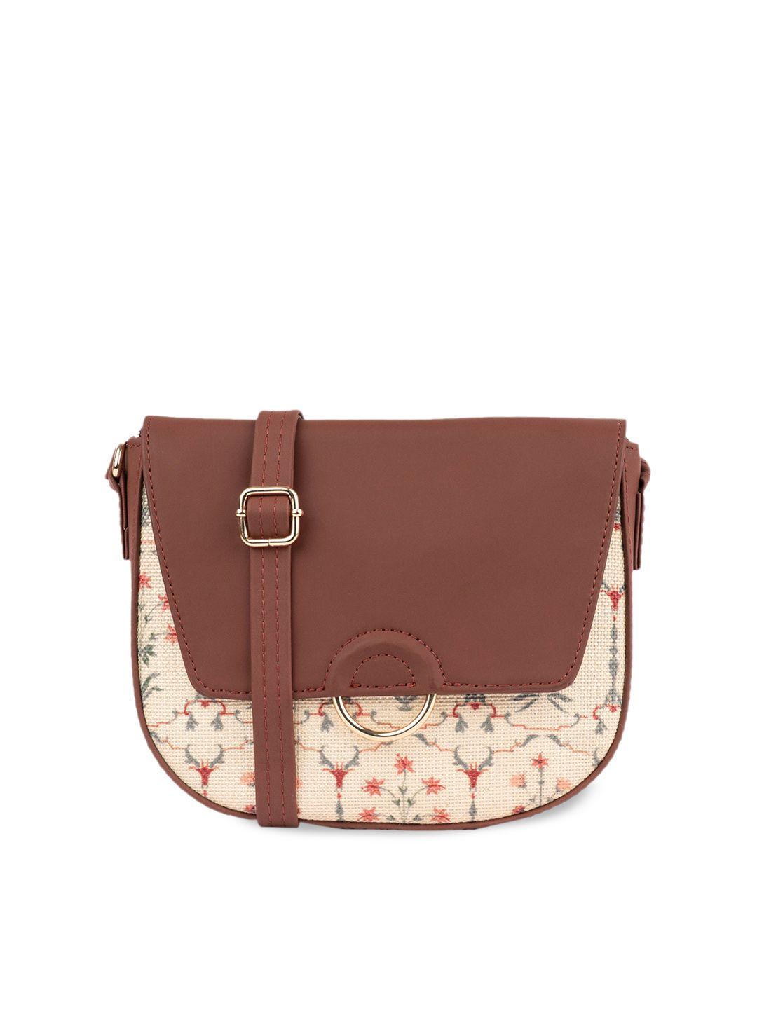 zouk floral printed half moon sling bag