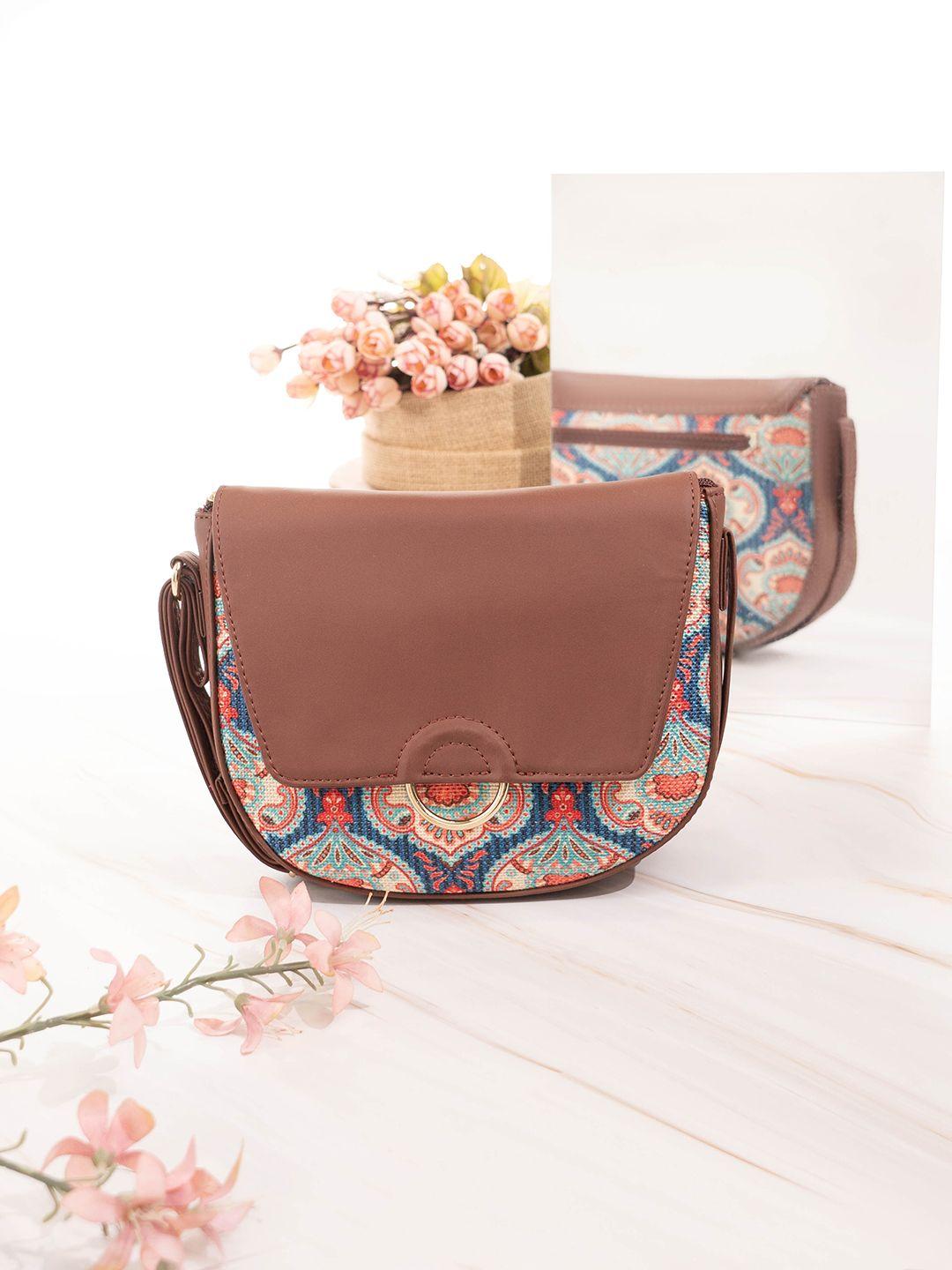 zouk floral printed half moon sling bag