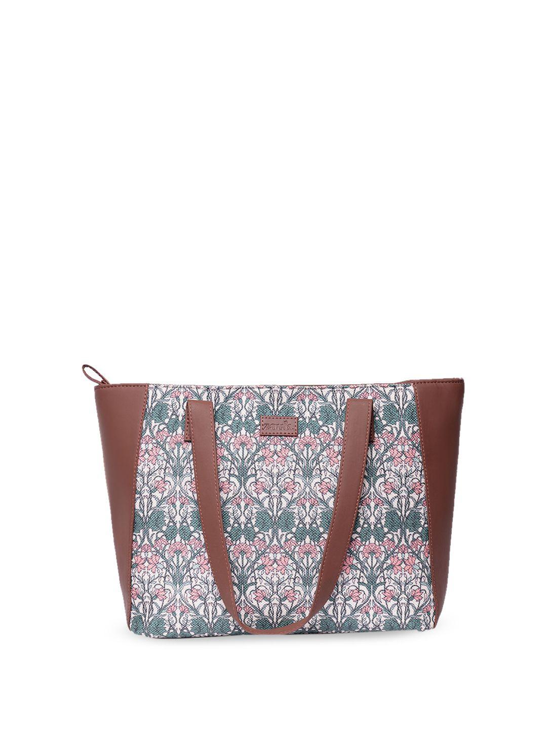 zouk floral printed shopper jute tote bag