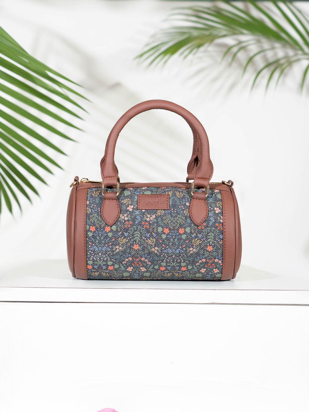 zouk floral printed structured handheld bag