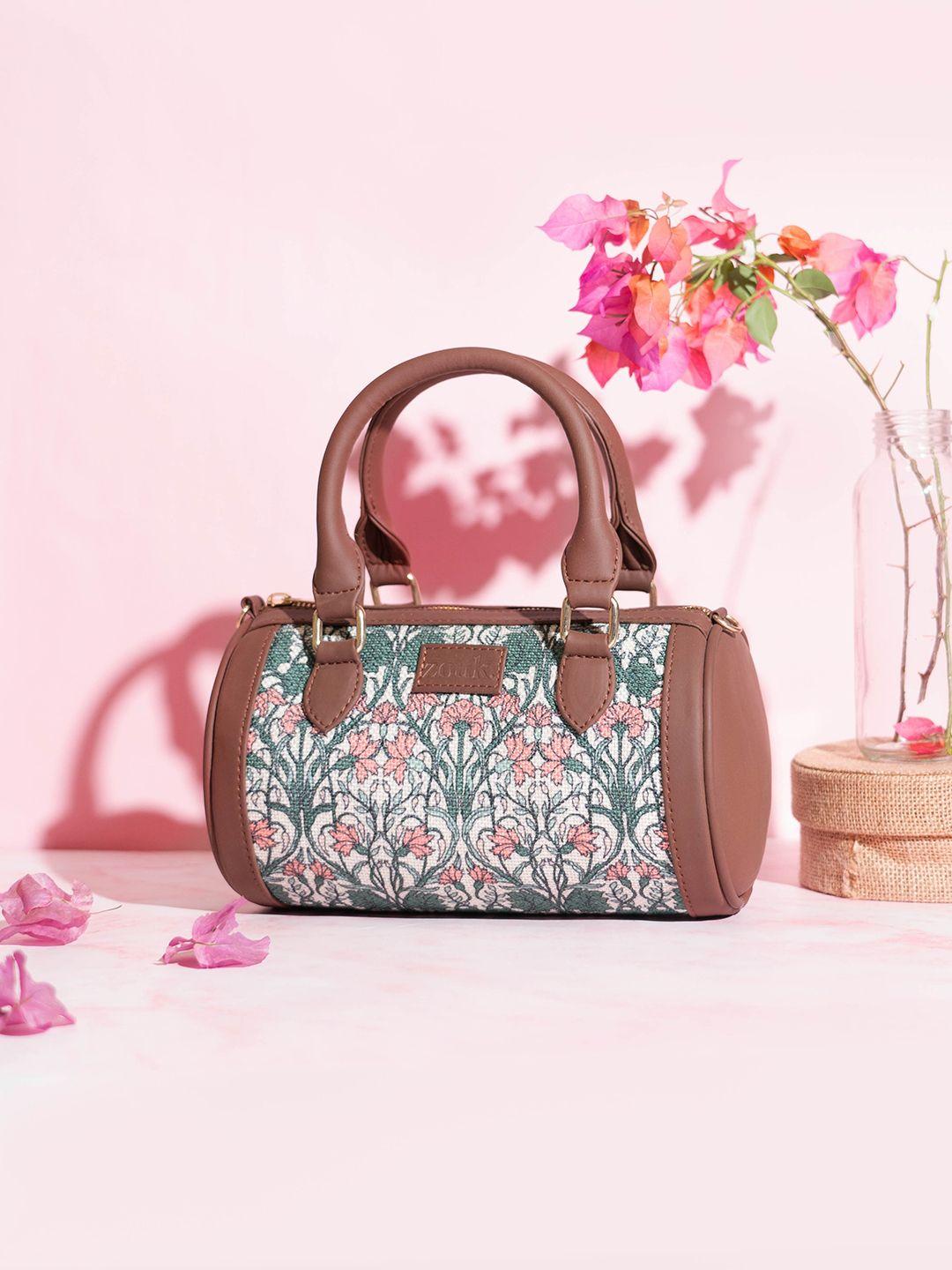 zouk floral printed structured handheld bag