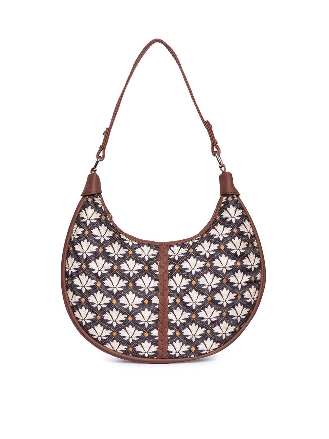 zouk floral printed structured hobo bag