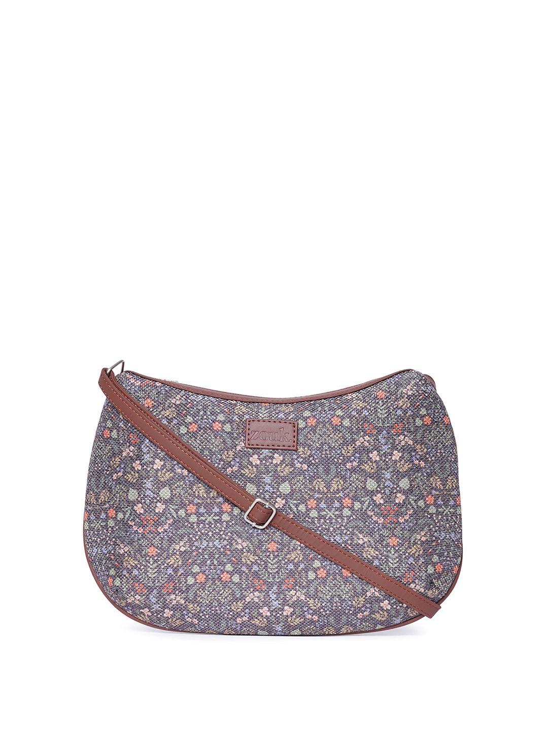 zouk floral printed structured hobo bag