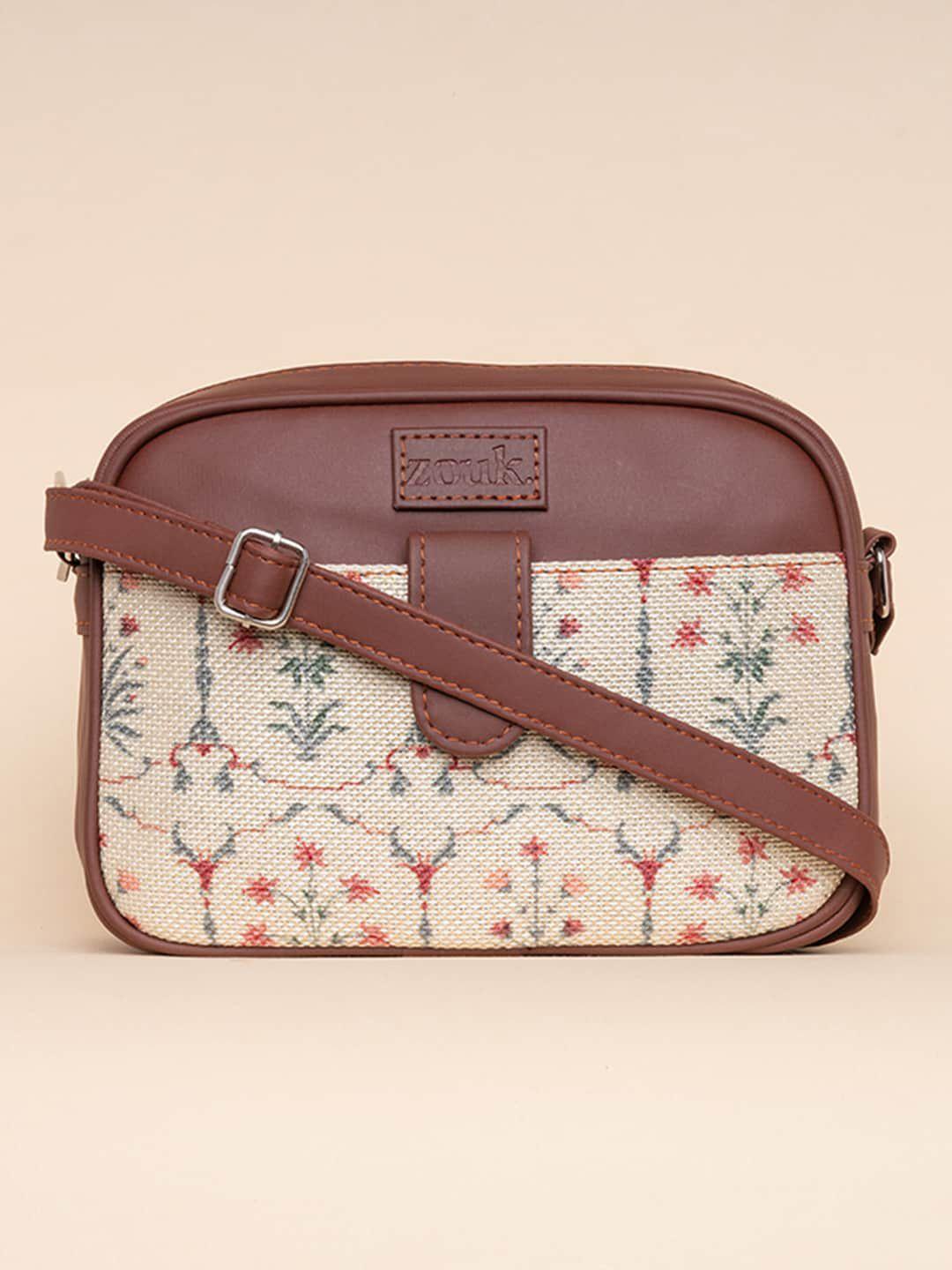 zouk floral printed structured sling bag