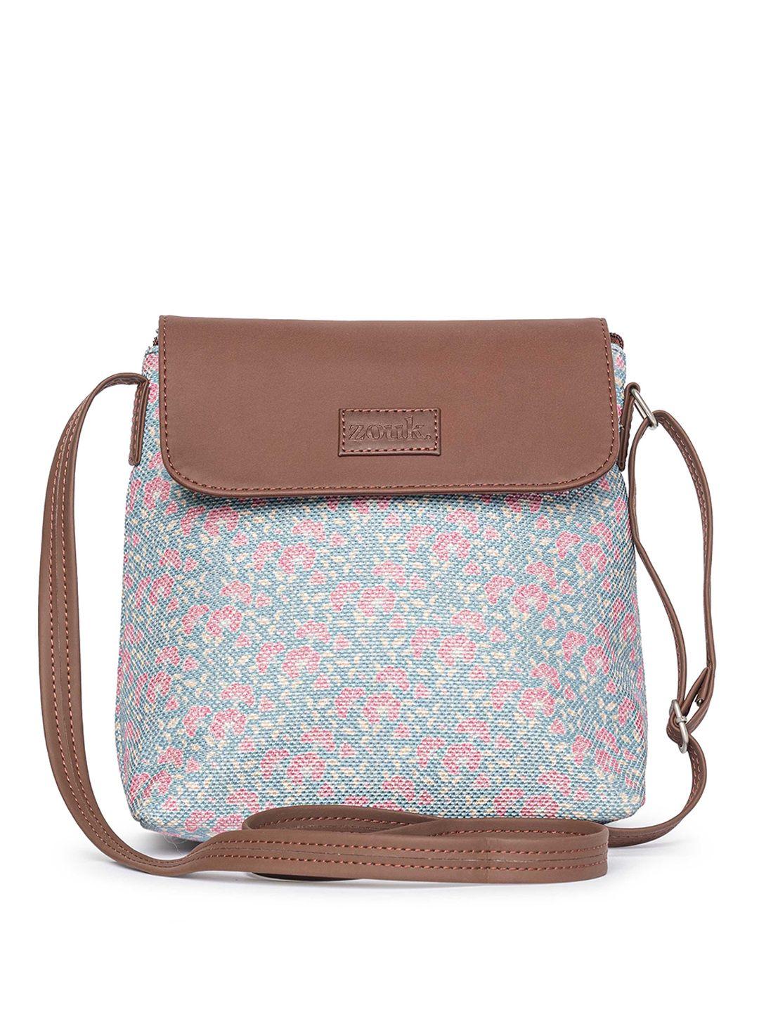 zouk floral printed structured sling bag