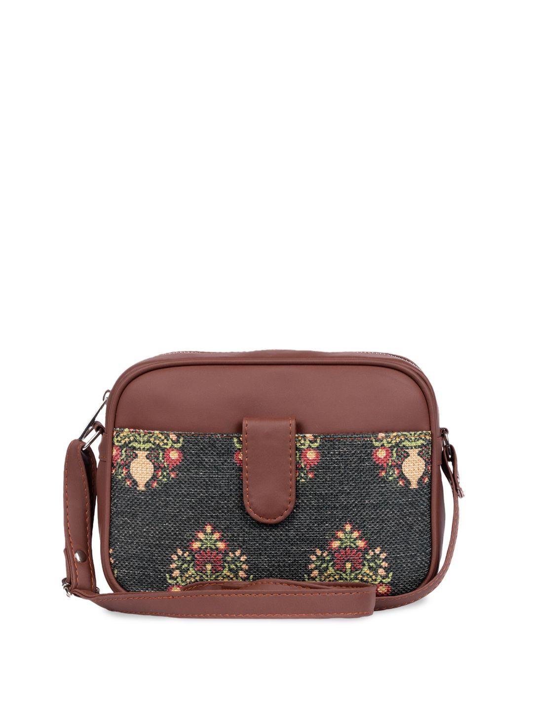 zouk floral printed structured sling bag