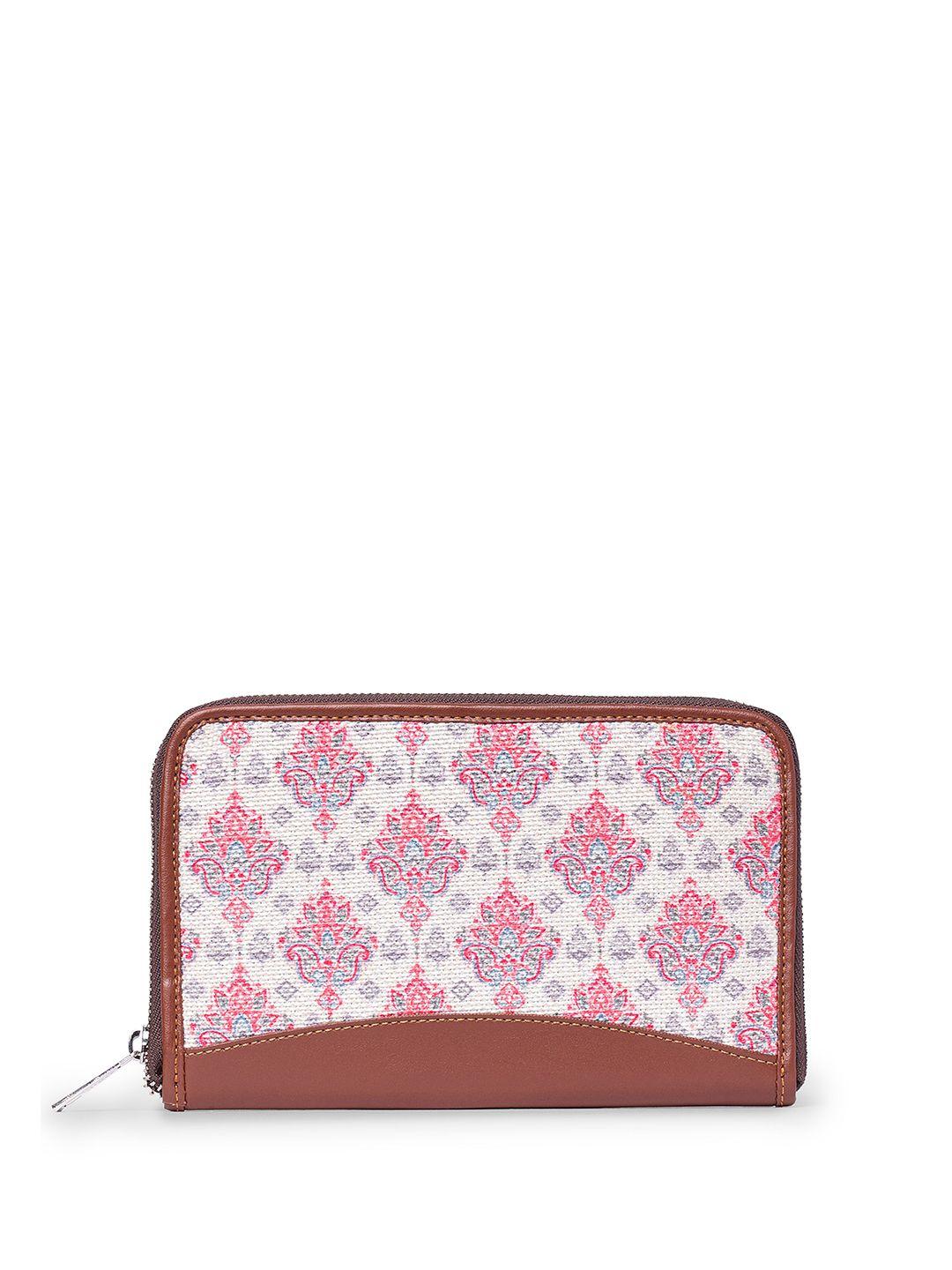 zouk floral printed zip around wallet