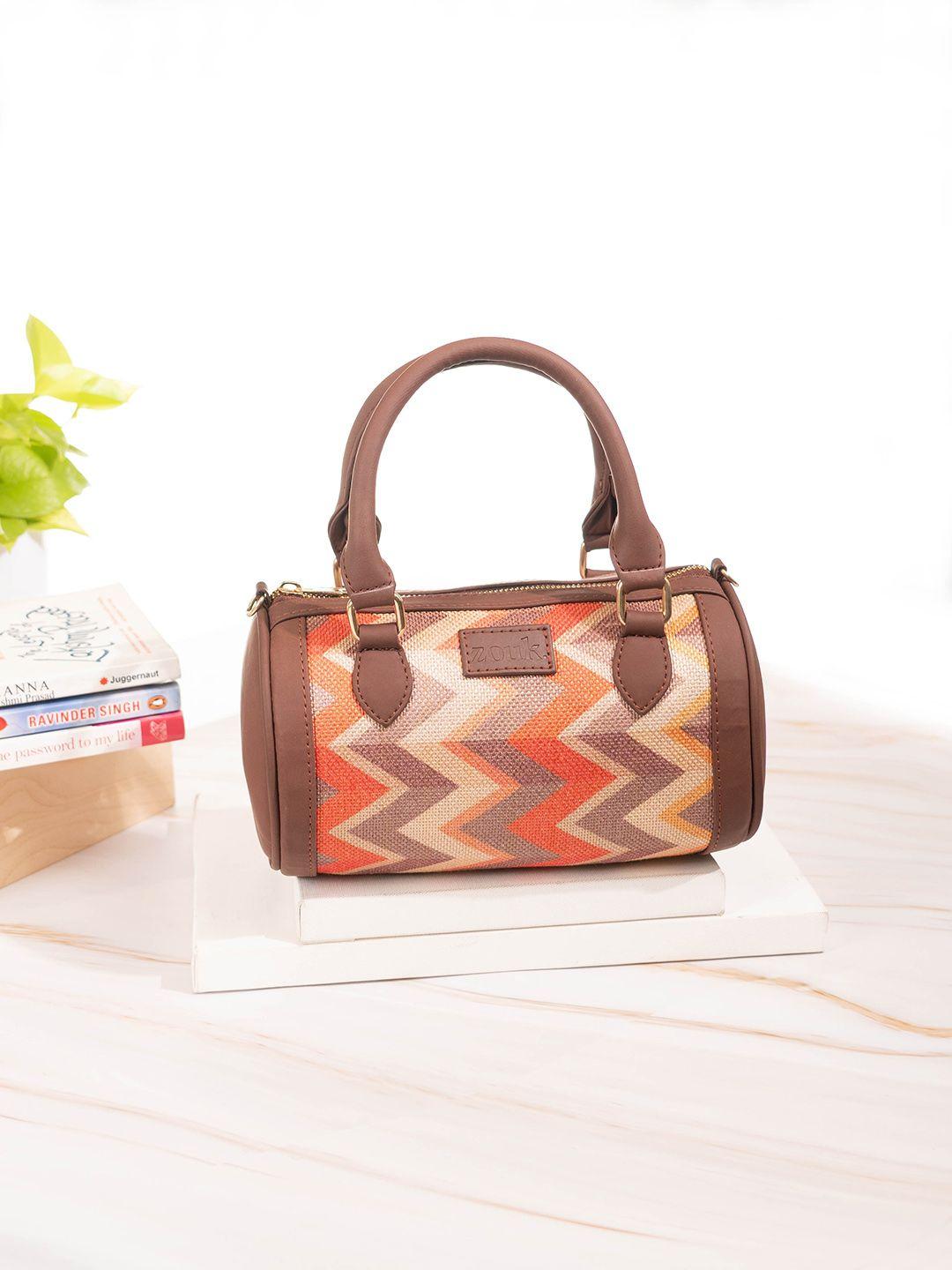 zouk geometric printed structured handheld bag