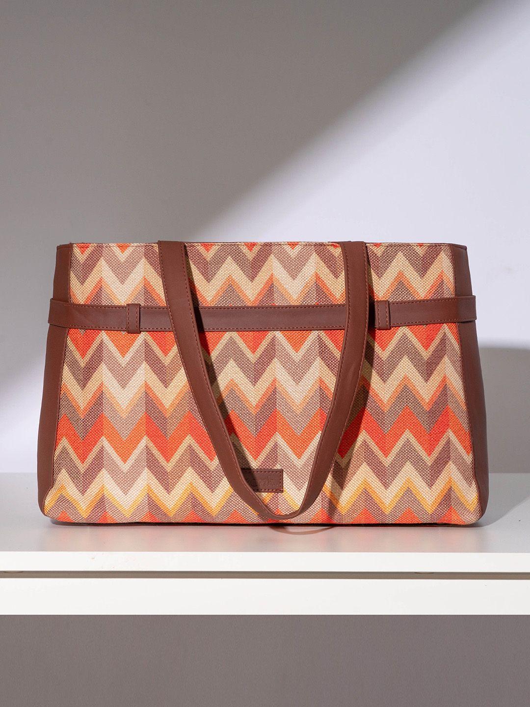 zouk geometric printed structured shoulder bag