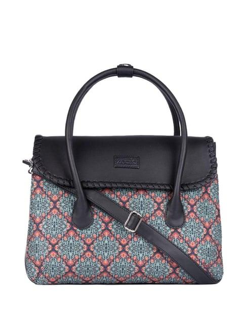 zouk kolkata nouveau green printed medium satchel handbag