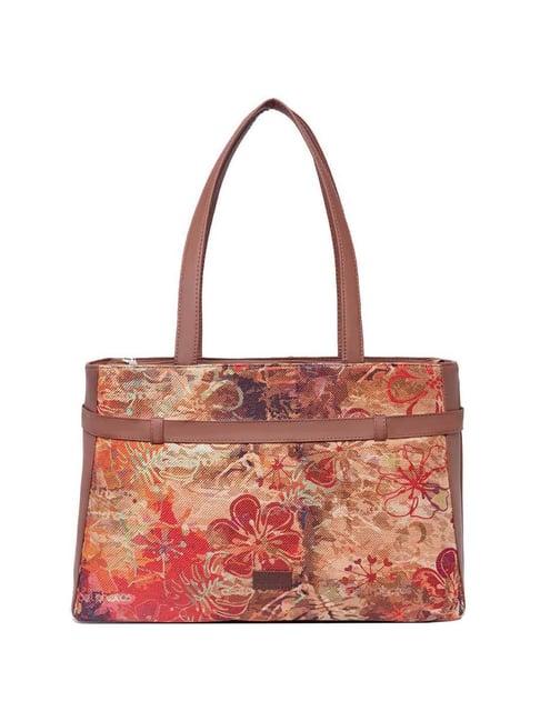 zouk multicolor printed large laptop tote handbag