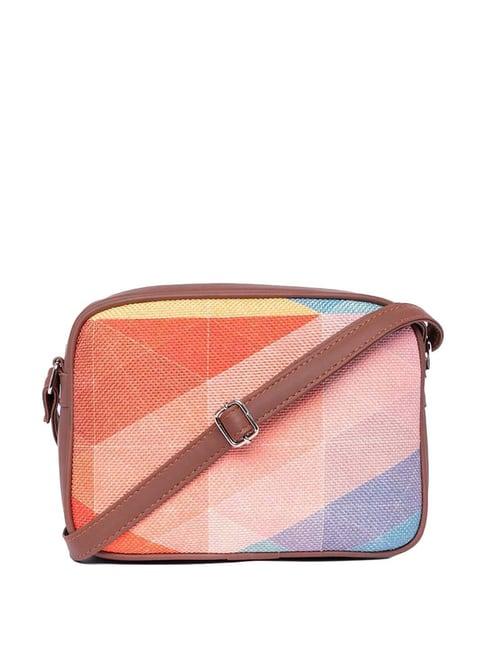 zouk multicolor printed medium sling handbag