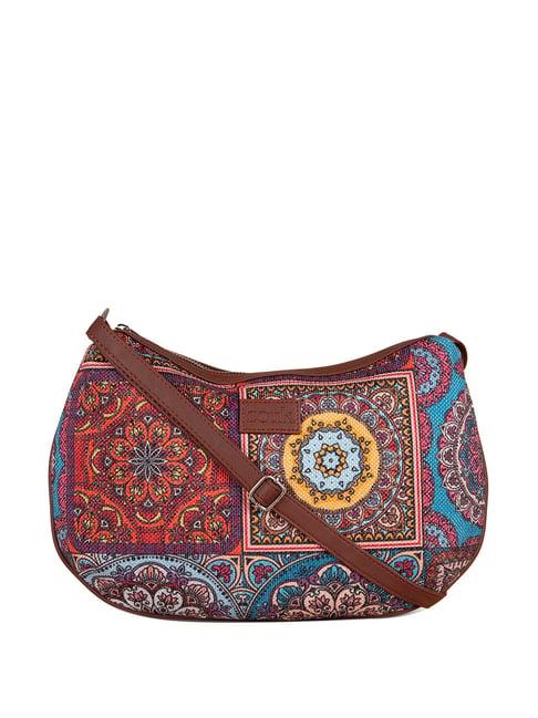 zouk multicolor printed medium sling handbag