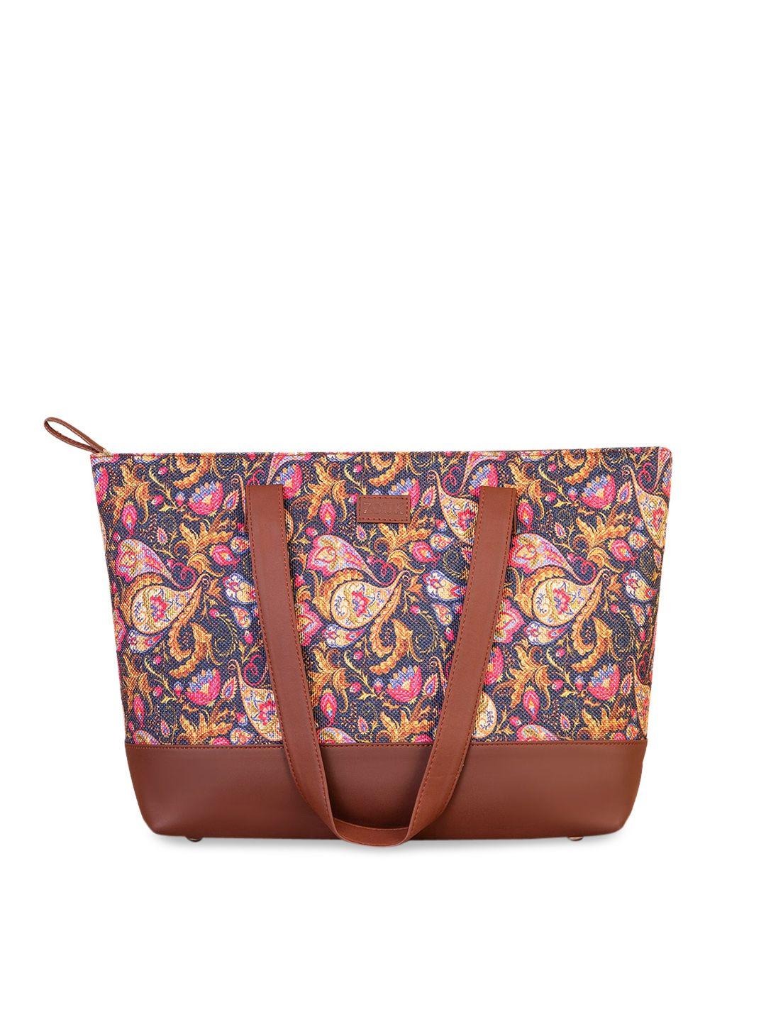 zouk multicoloured floral printed shopper vegan leather tote bag