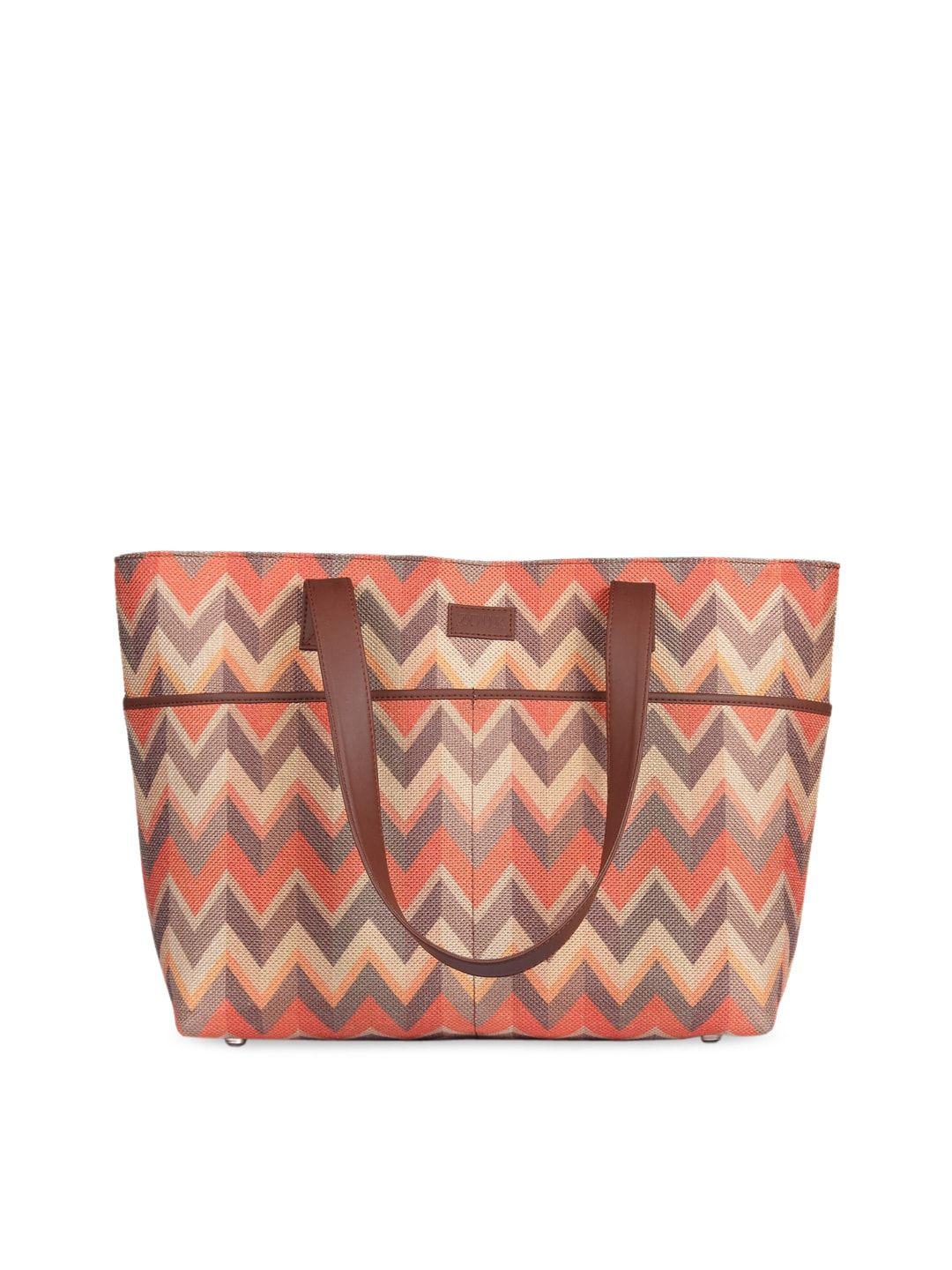 zouk orange striped sustainable tote bag