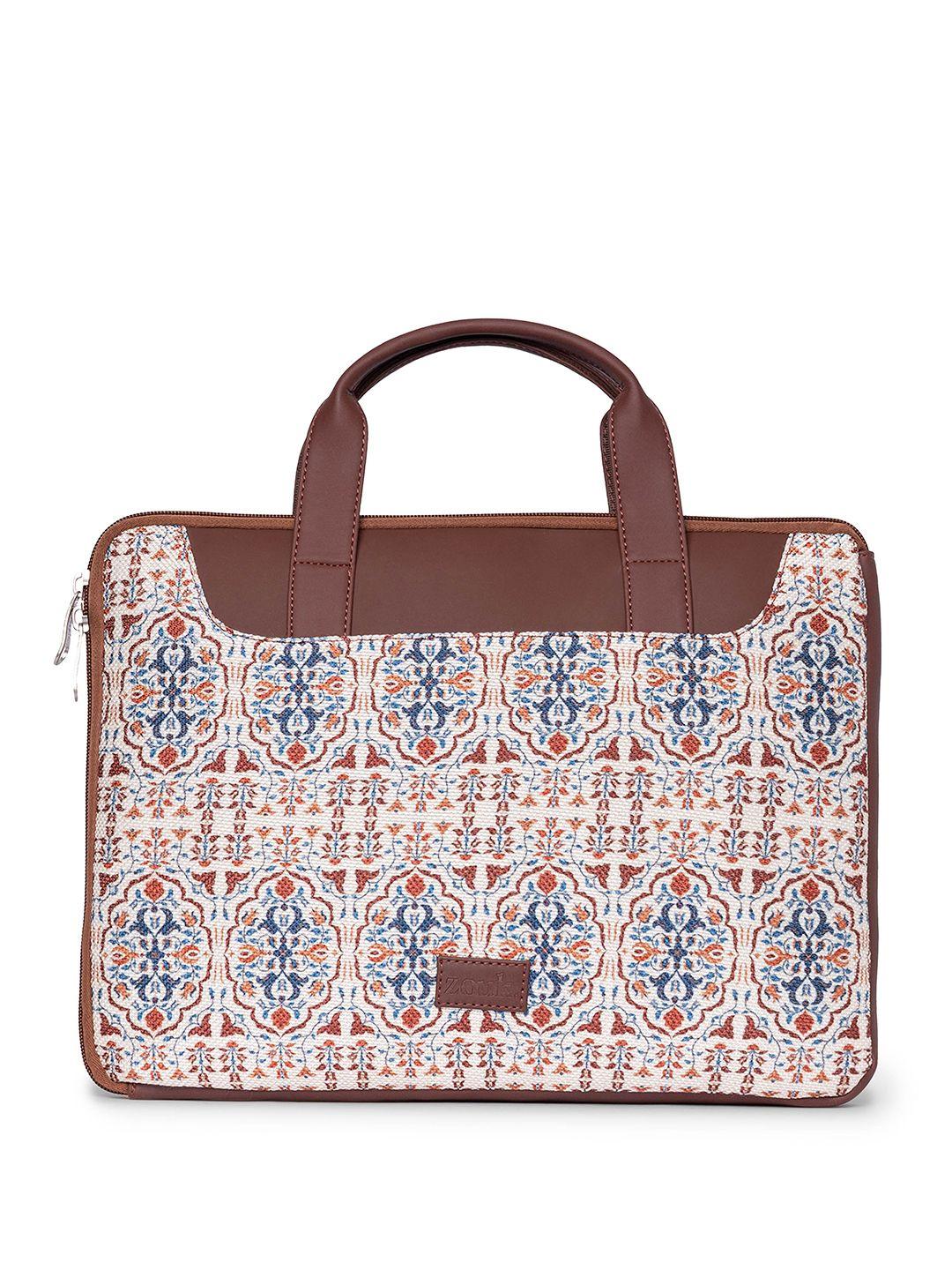 zouk printed jute laptop bag