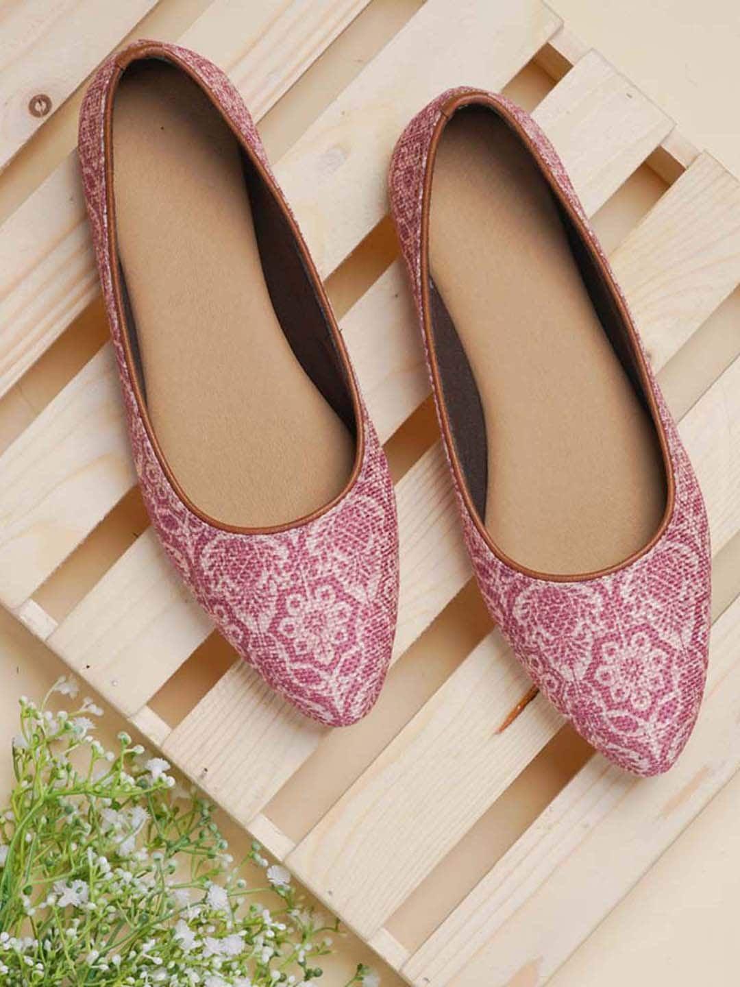 zouk printed round toe ballerinas