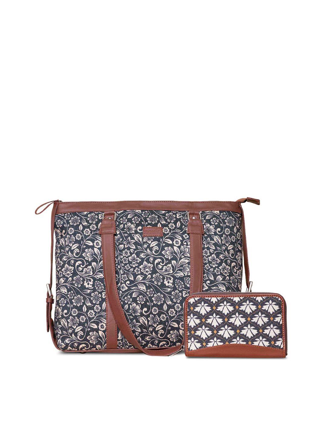 zouk printed structured leather shoulder bag with pouch