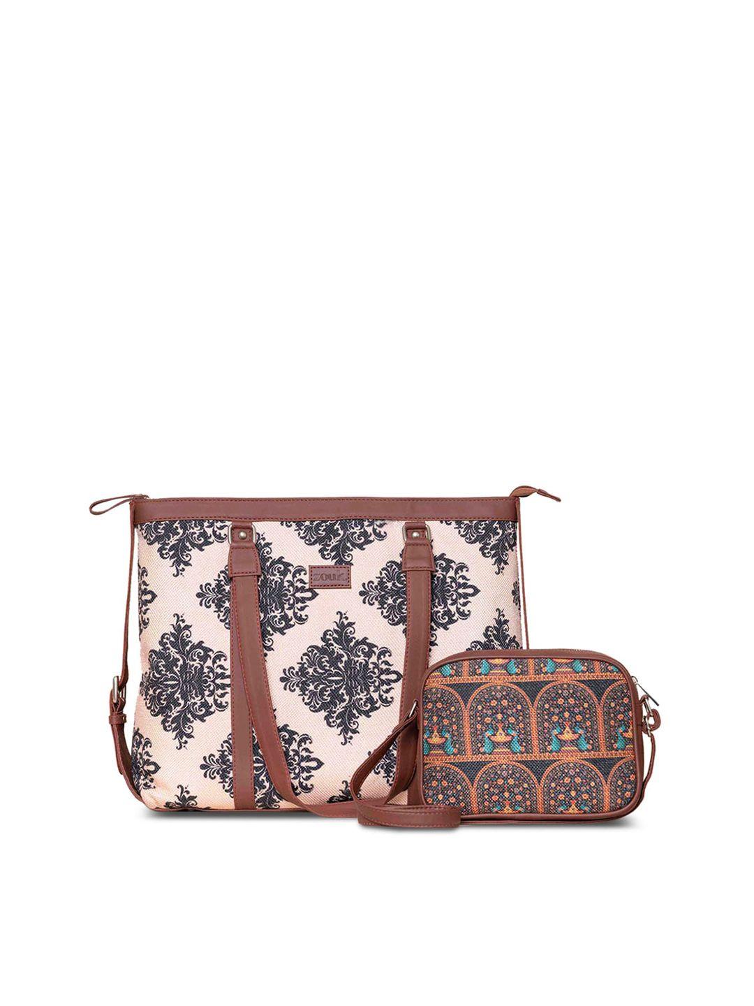 zouk printed structured sling cotton bag