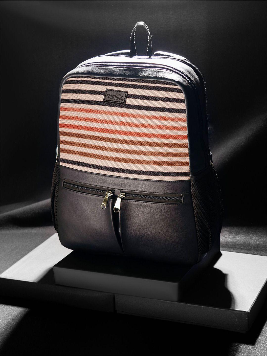 zouk striped backpack with compression straps up to 16 inch