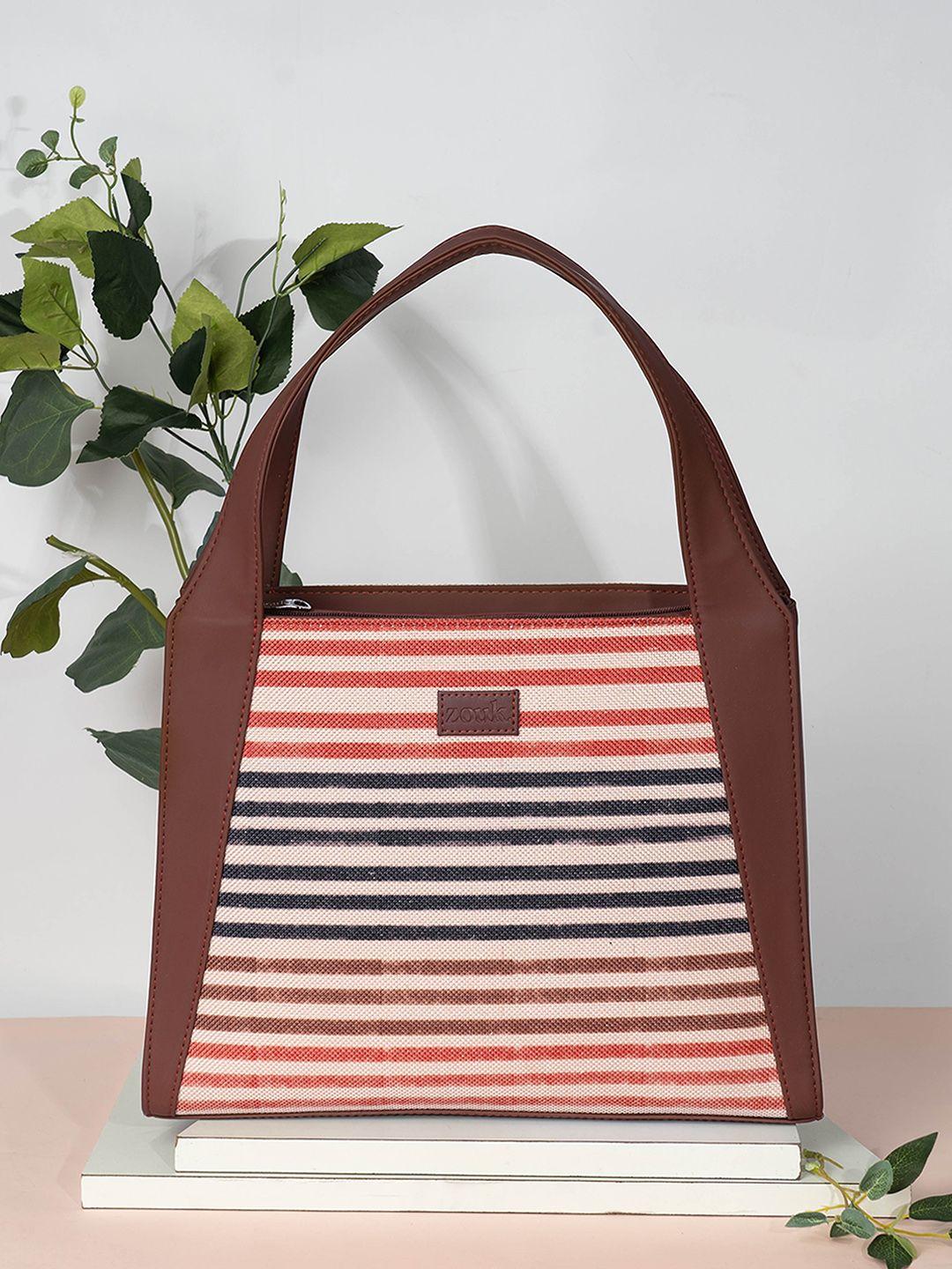 zouk striped oversized structured jute shoulder bag