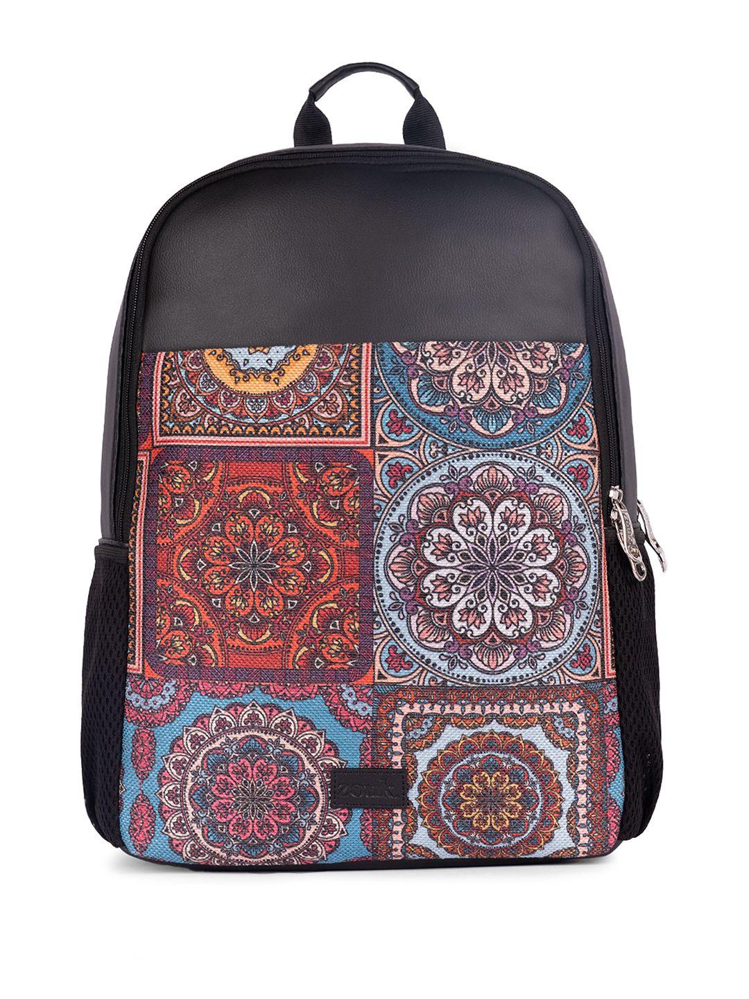 zouk unisex ethnic motifs printed water resistance backpack up to 16 inch