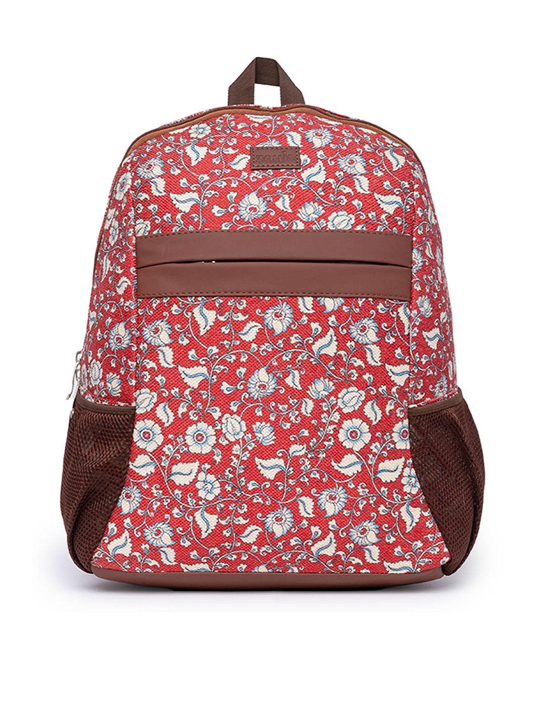 zouk women floral printed vegan leather laptop backpack