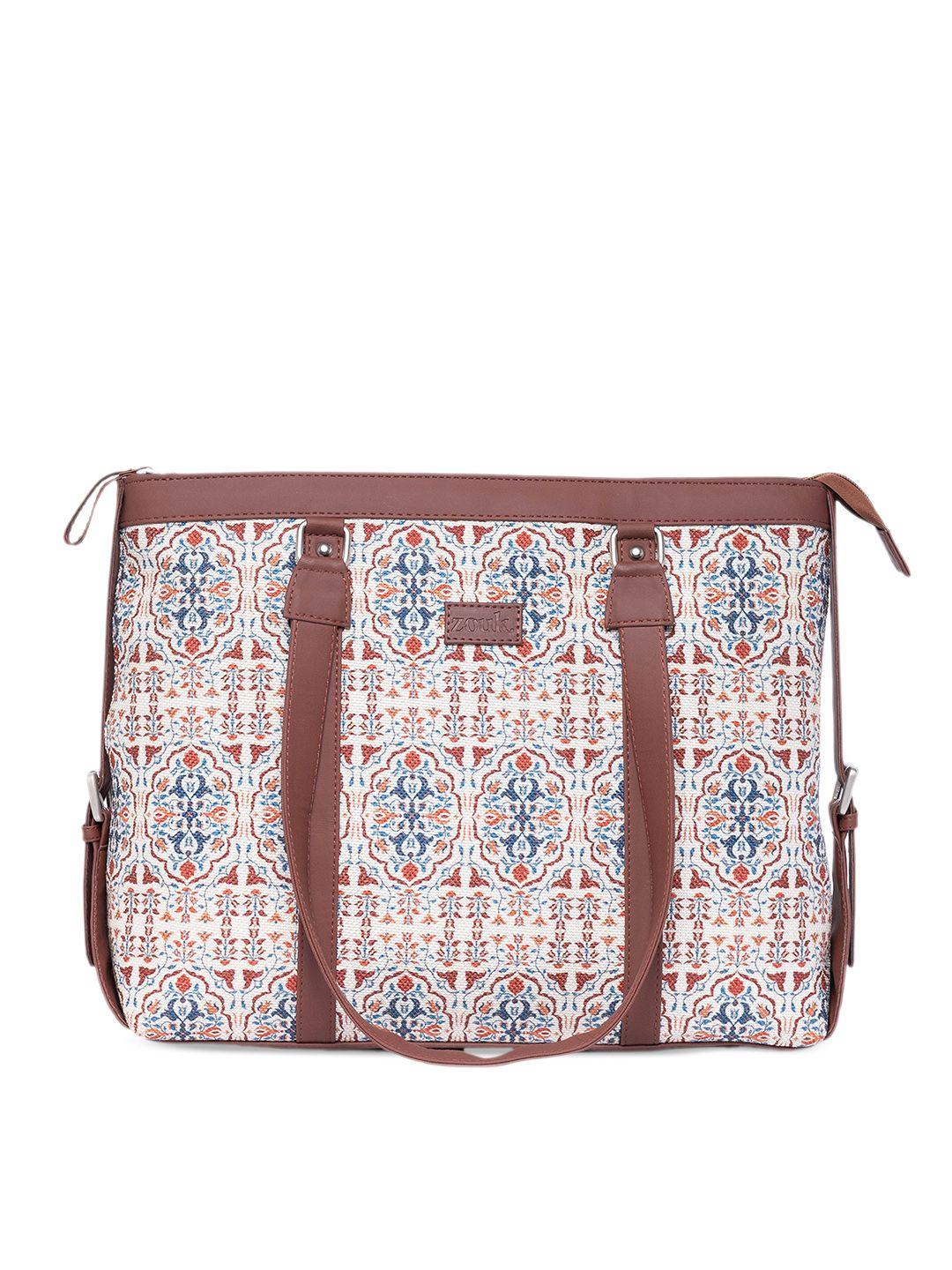 zouk women geometric printed structured tote bag