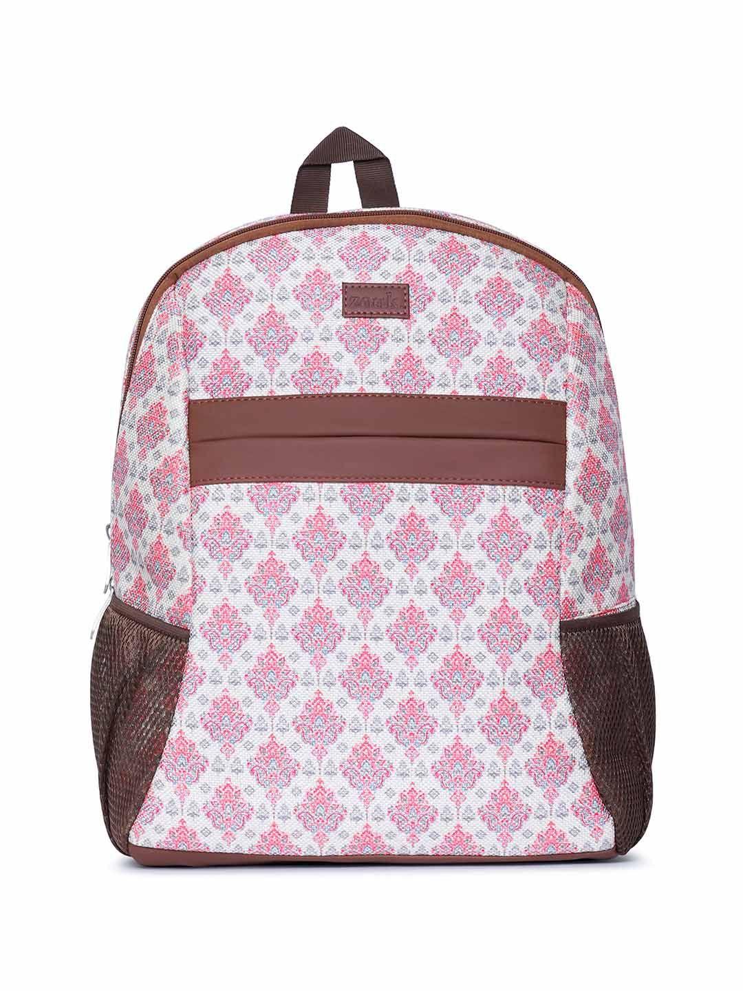 zouk women geometric printed water resistance padded backpack