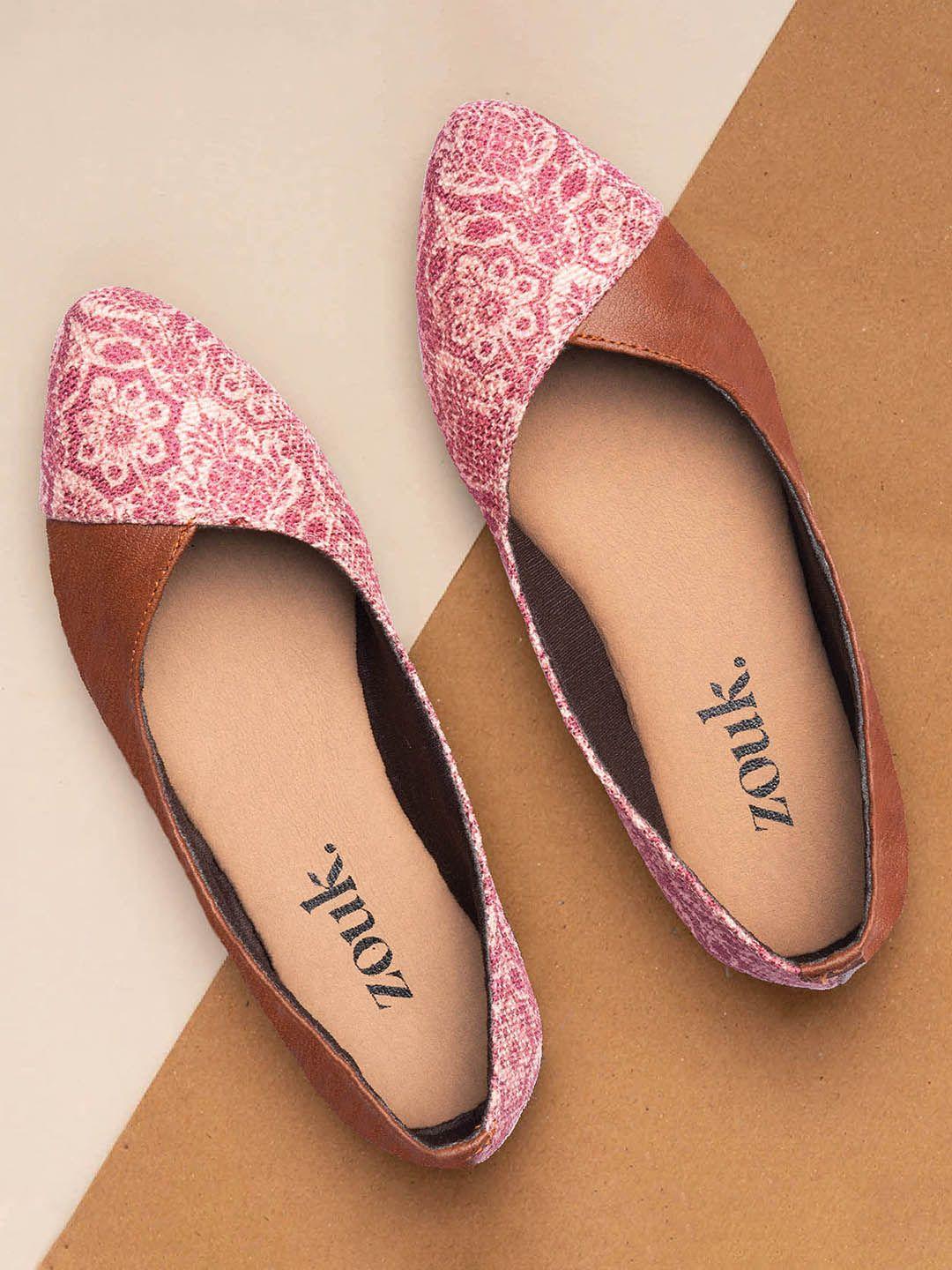 zouk women madurai blossom printed ballerinas with bows flats