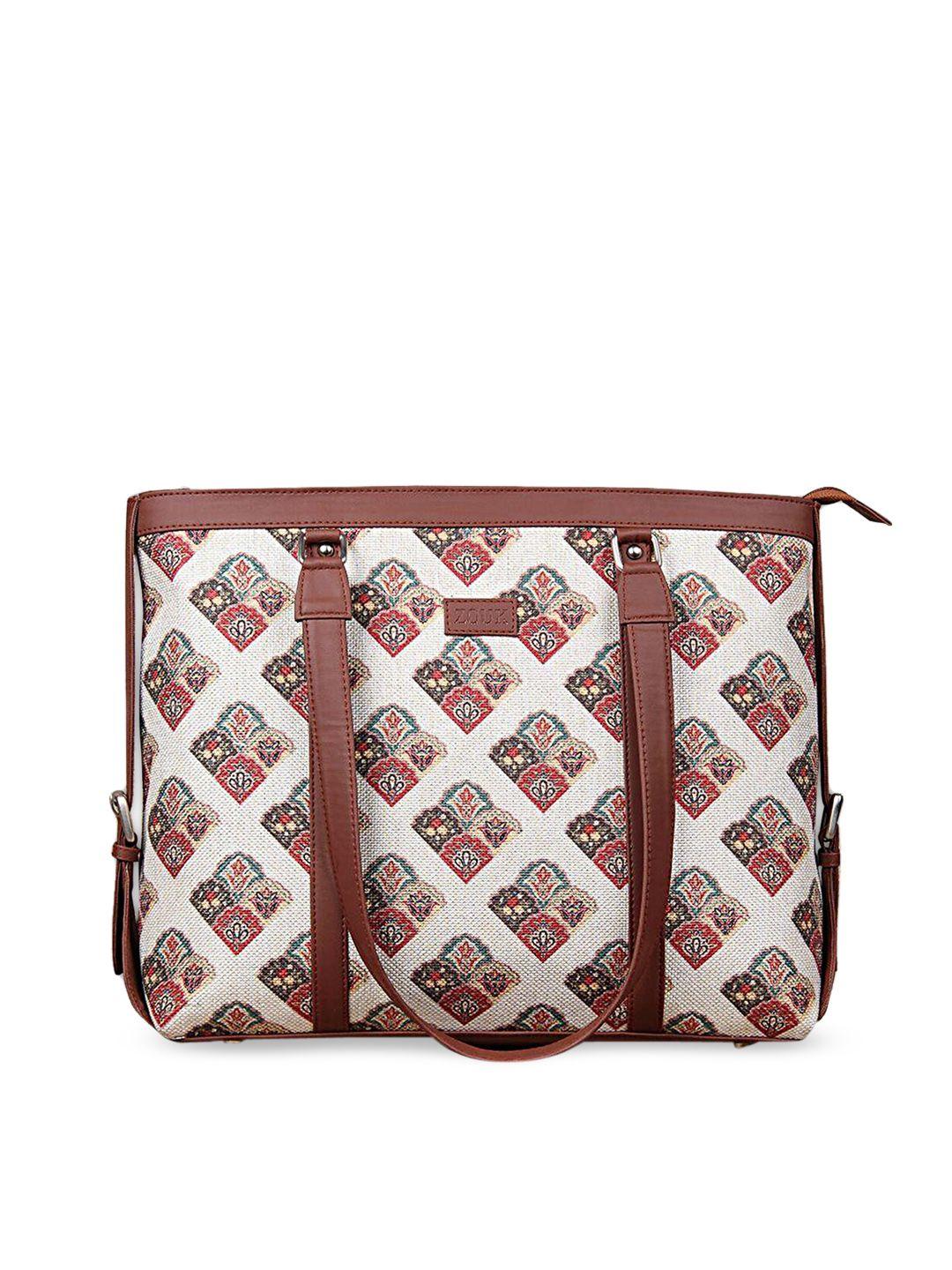 zouk women multicoloured ethnic motifs printed laptop bag