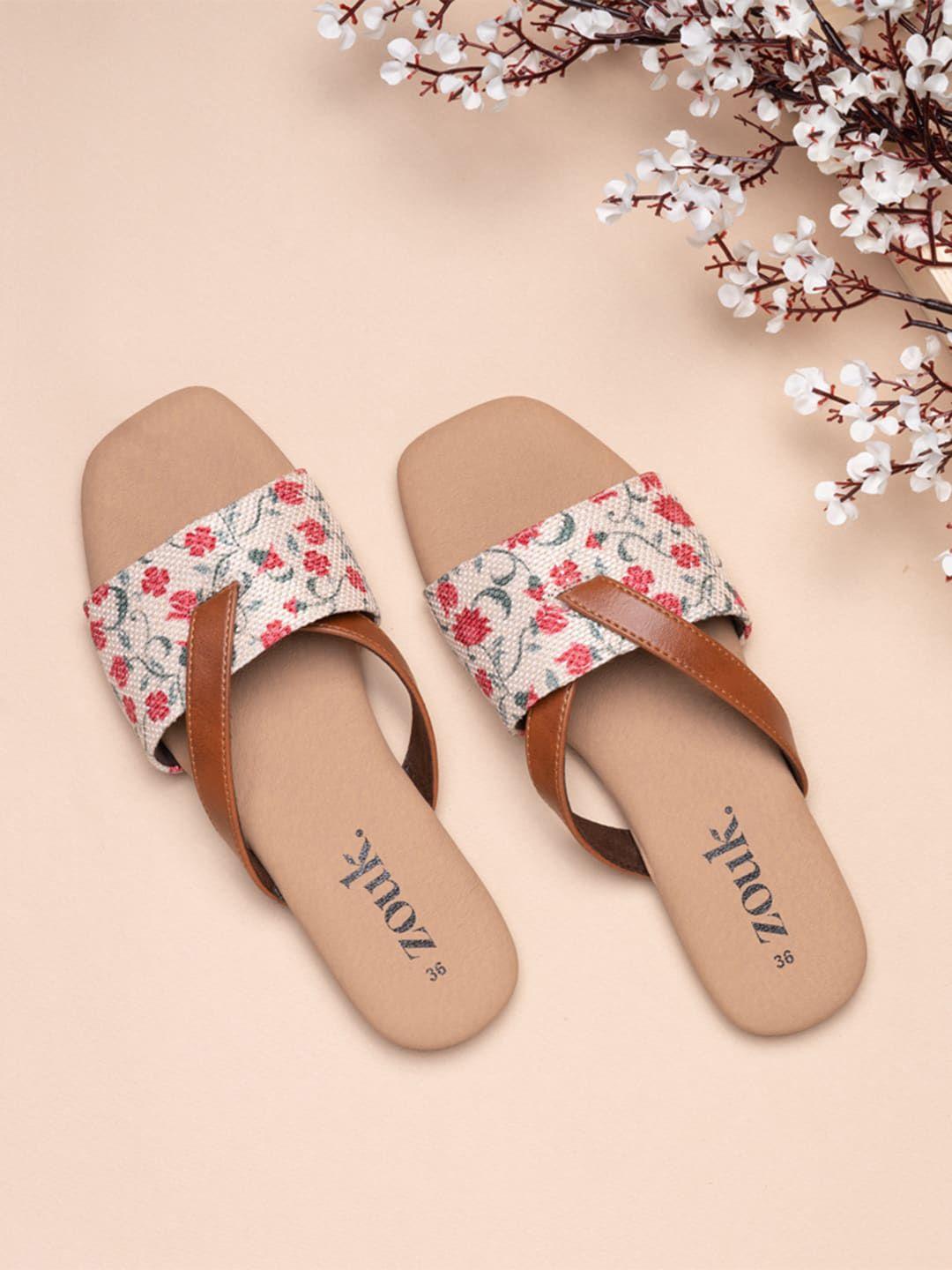 zouk women multicoloured printed open toe flats