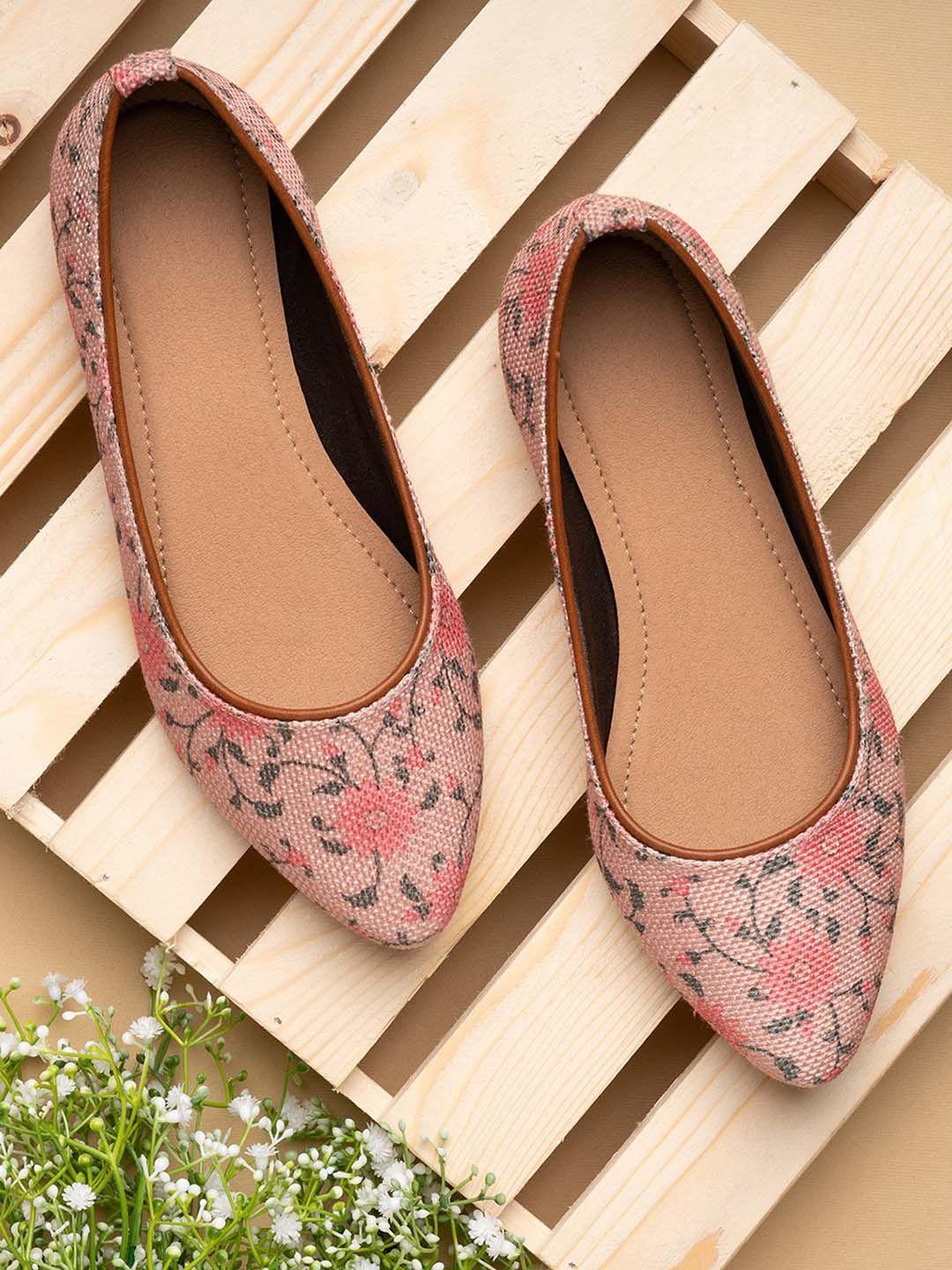 zouk women pink printed flats