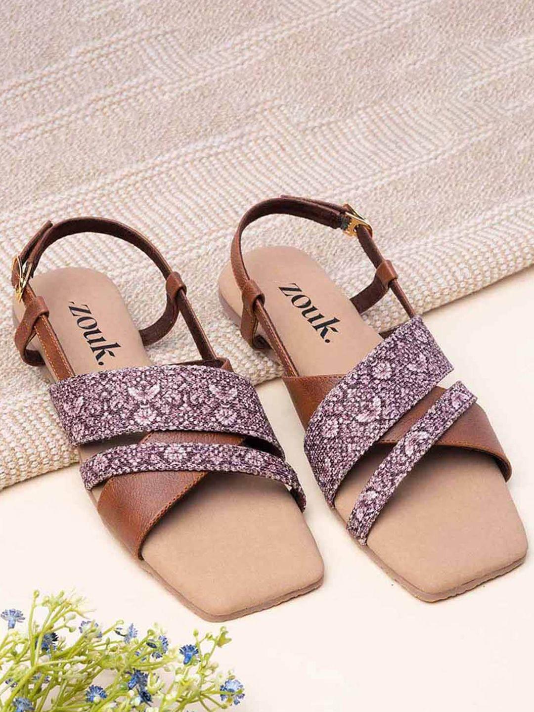 zouk women printed open toe flats