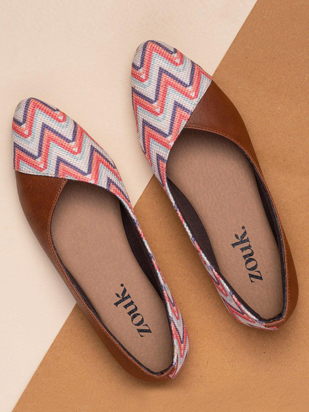 zouk women striped ballerinas flats