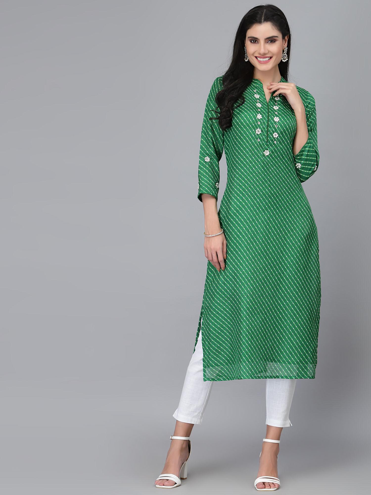 zoya green leheriya kurta