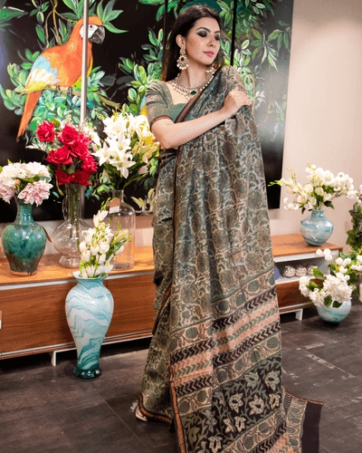 zoya handblock chanderi silk saree