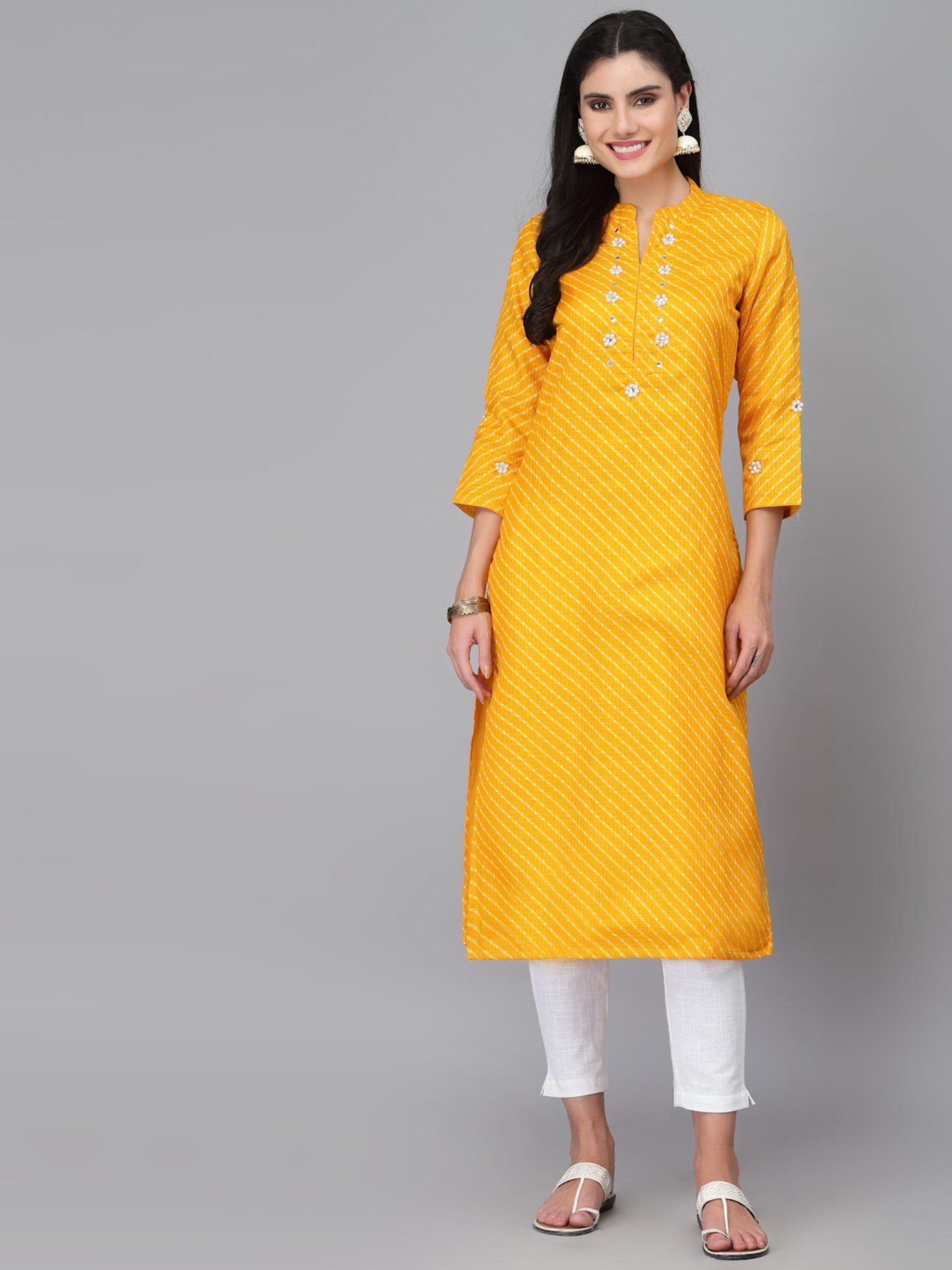 zoya yellow leheriya kurta