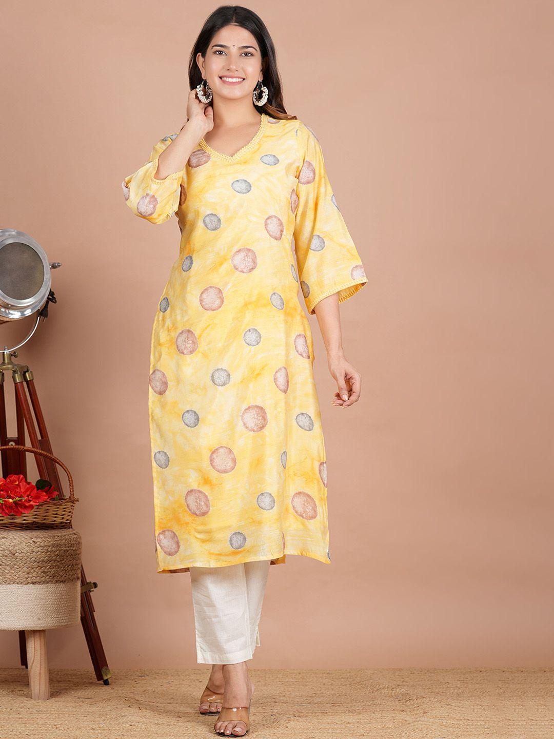 zoyoto women yellow floral printed kurta