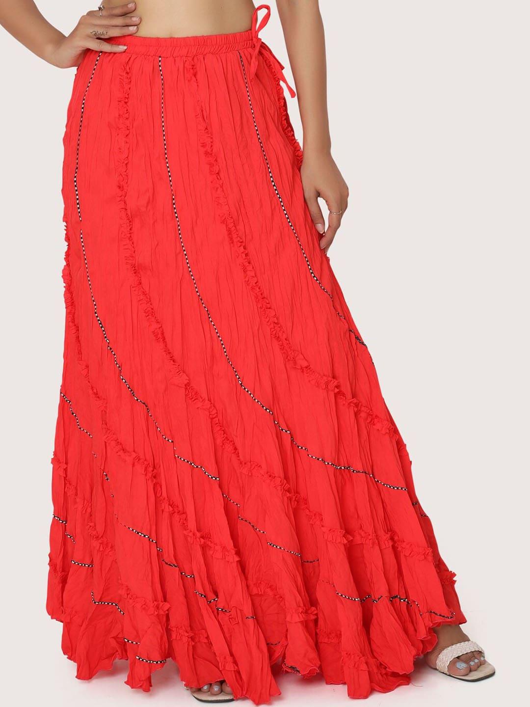 zri embellished tiered pure cotton maxi skirt