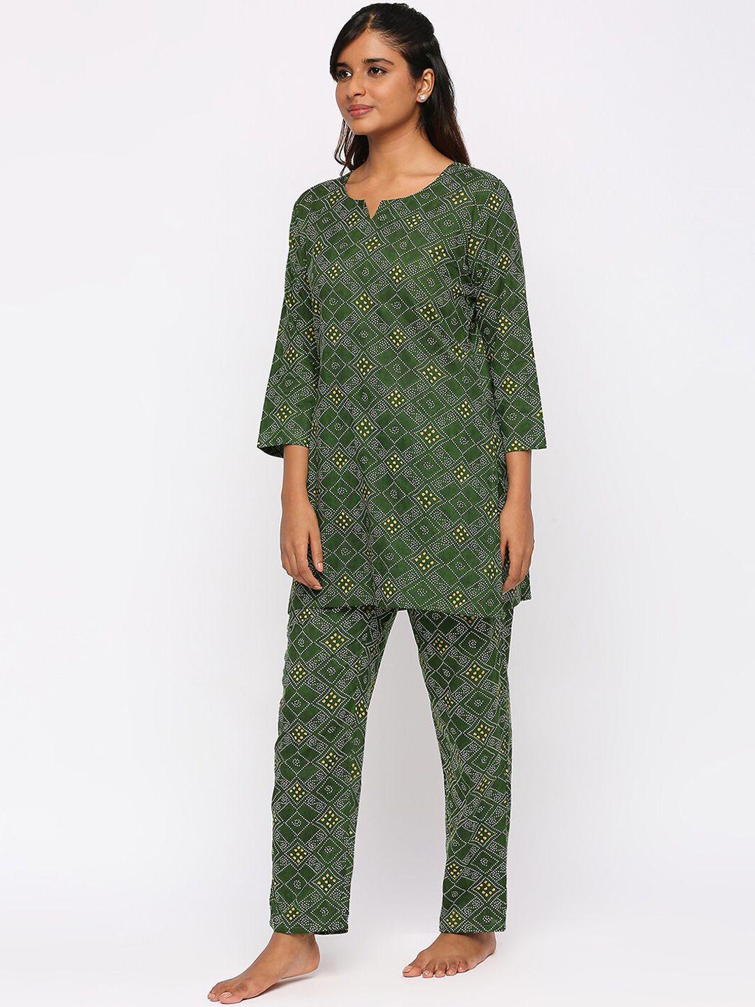 zri ethnic motif printed pure cotton night suit
