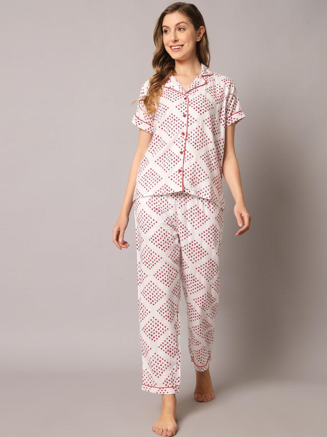 zri women 2 pieces geometric printed night suit