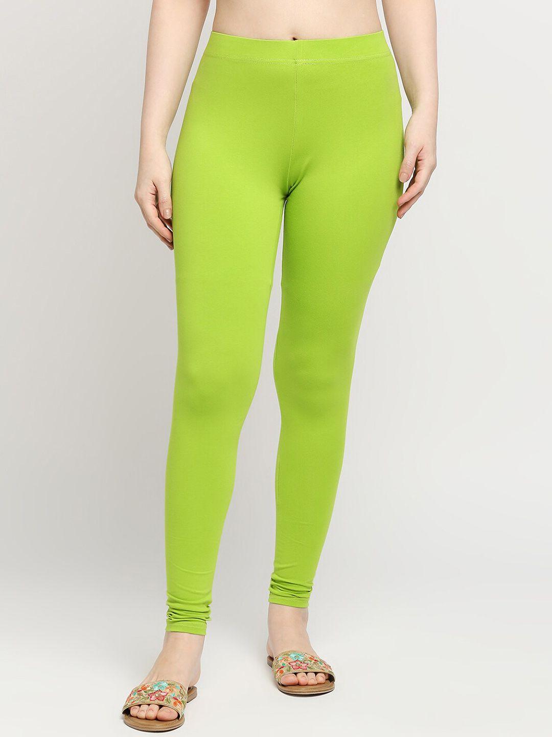 zri women light-green solid churidar-length leggings