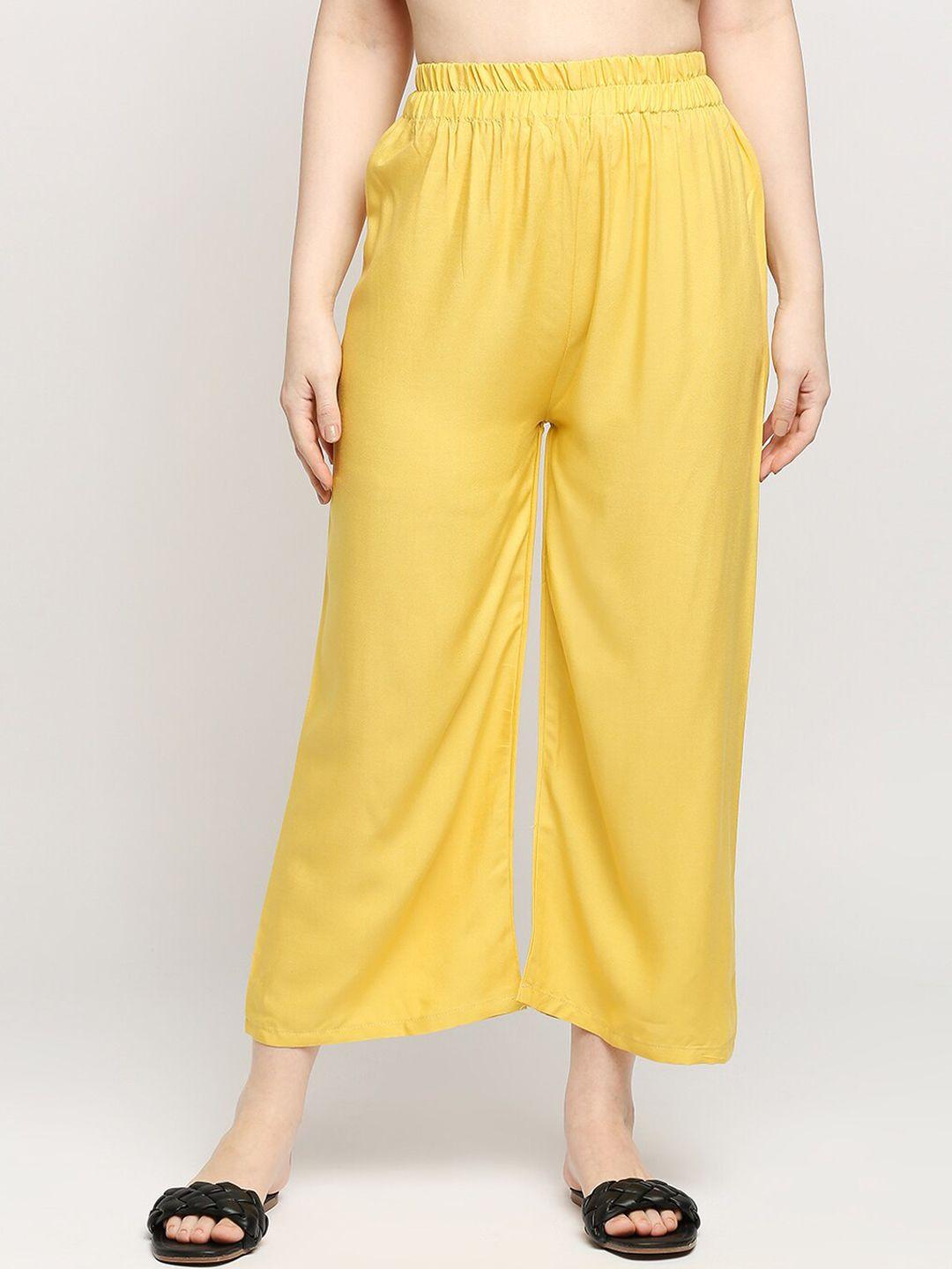 zri women yellow smart culottes trousers