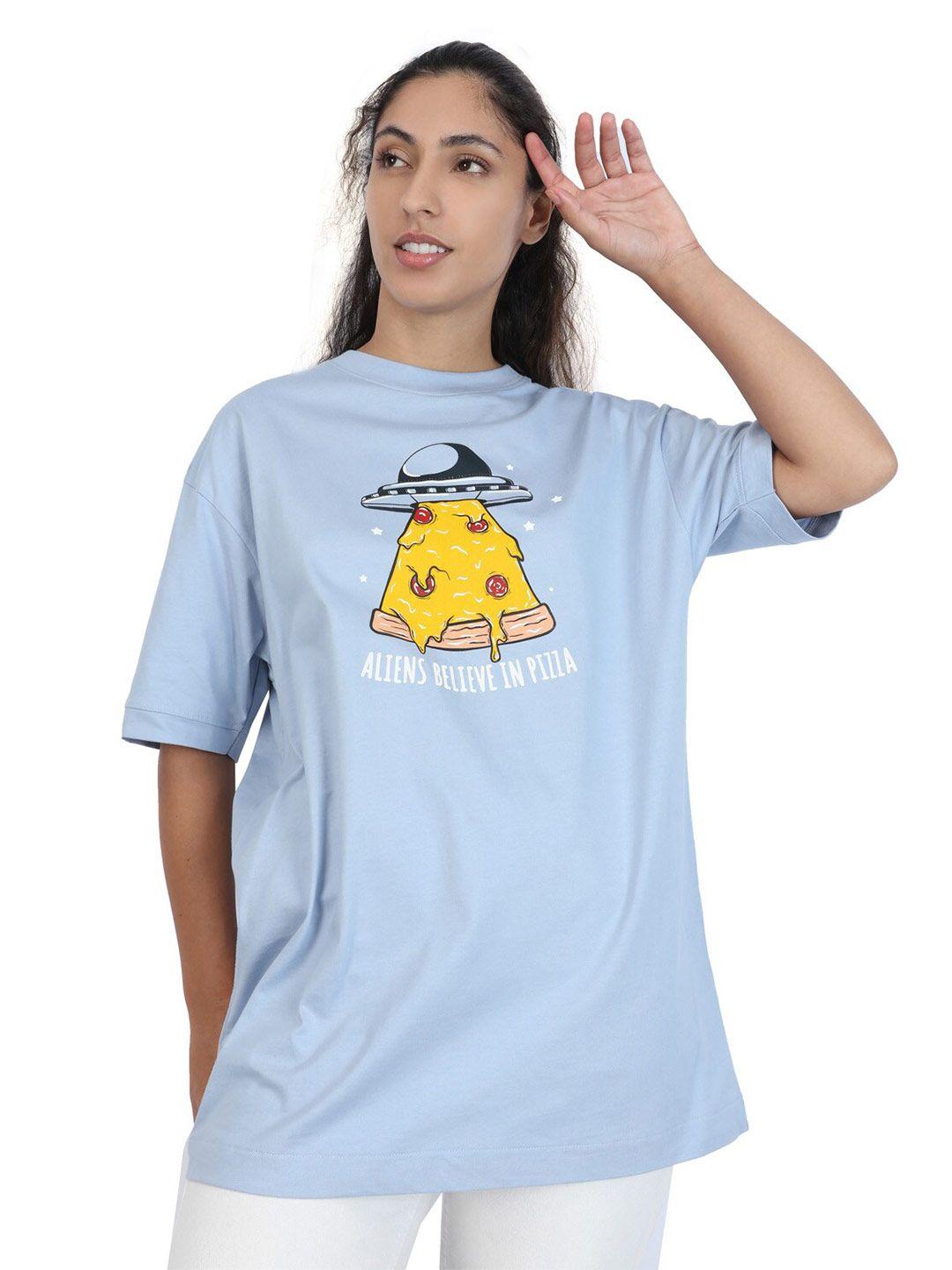zu humour and comic printed cotton oversized t-shirt