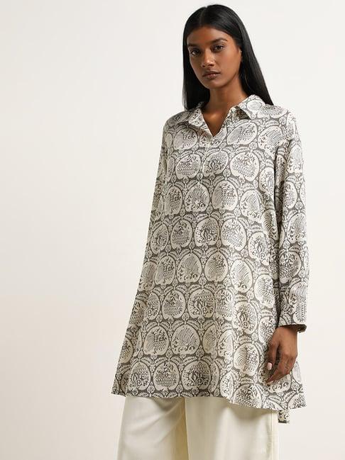 zuba by westside black abstract design a-line tunic