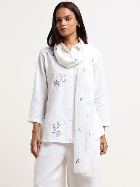 zuba by westside blue embroidered tunic